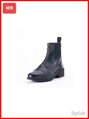 Womens Equestrian Paddock Boots Vega Leather Ankle Zip Riding Boots